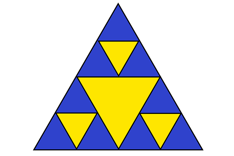 Equilateral triangles containing more triangles, where all are separate